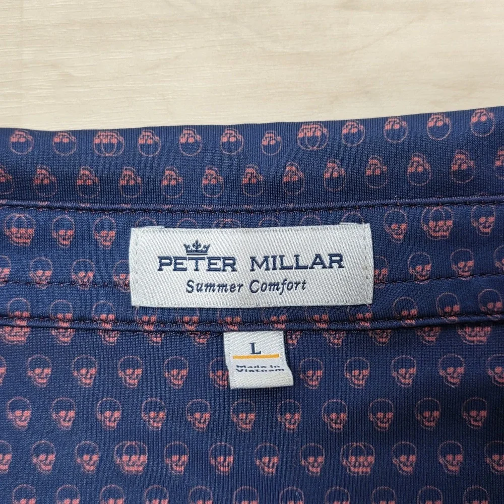 Peter Millar Cimarron Hills Golf Summer Comfort Polo Shirt Skull Print‎ Large